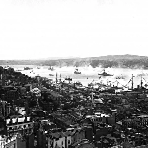 Allied fleet firing salute in the Bosphorus, WW1