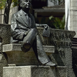 Alvaro Cunqueiro (1911-1981). Spanish writer. Statue. Mondon