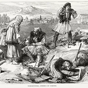Amateur treasure hunters tomb raiding at the Isthmus of Corinth. Date: 1877