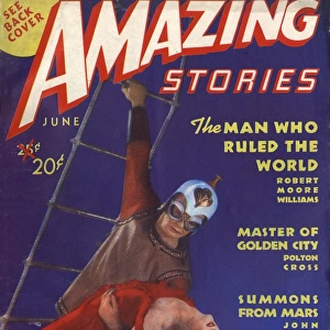 Amazing Stories Scifi magazine cover, Summons from Mars