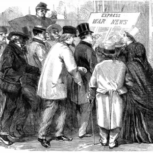 American civil war; reading the war news in Broadway, New Yo