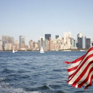 American Flag and New York skyline