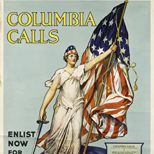 American recruitment poster, Columbia Calls, WW1