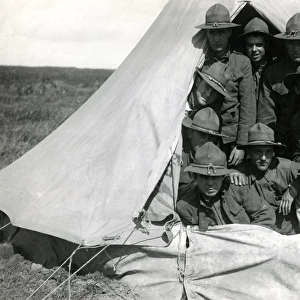 American troops in a tent, Boisleux-au-Mont, France, WW1
