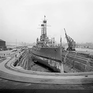 American warship in Brooklyn Navy Yard, dry dock No. 4, Broo