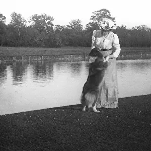 Amy Swithinbank (nee Eno) with Flora the dog at Denham
