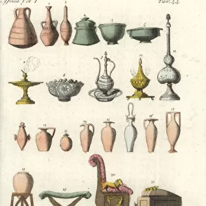 Ancient Egyptian vases, tableware and furniture