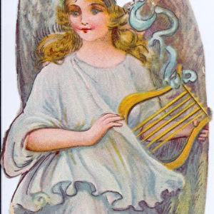 Angel with lyre on a Christmas scrap