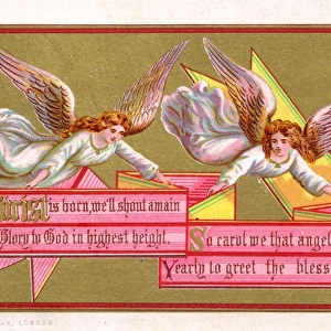 Two angels on a Christmas card