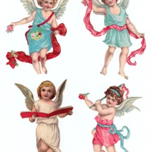 Angels on four Victorian scraps