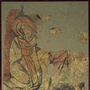 Annunciation. Fresco depicting the Virgin Mary kneeling befo