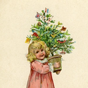 Anon Nister. Child with xmas tree
