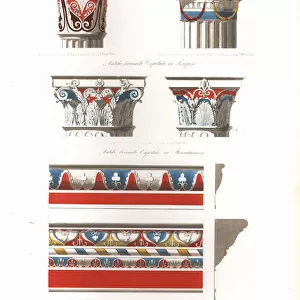 Antique painted capitals and cornice