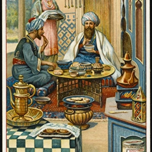Arab Man Eating at Home