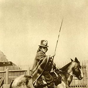 Araucanian chief on horseback, Chile, South America