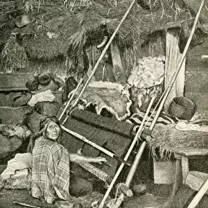 Araucanian woman weaving, Chile, South America