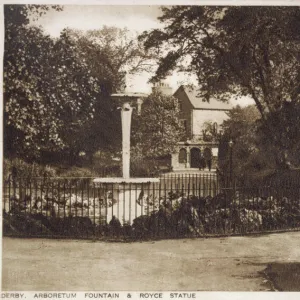 Arboretum with fountain and Royce statue, Derby