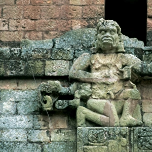 Archaeological Site of Copan. Howler monkey god statue. Temp