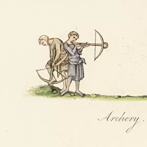 Archers at crossbow practice, 14th century
