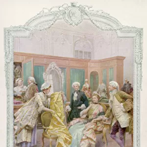 Aristocratic French lady choosing fabrics