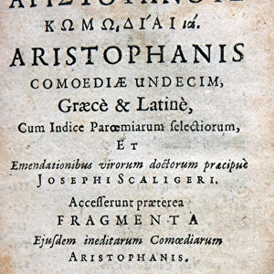 Aristophanes (c. 446 BC c. 386 BC). Cover of his comedies