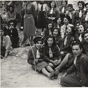 Armenian Girl Guides singing at a rally, Cyprus