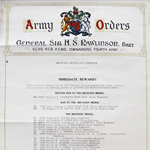 Army Orders from General Sir Hs Rawlinson