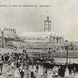 Arrival of French cruiser Galilee, Casablanca, Morocco