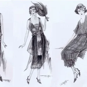 Art deco fashion sketches, London, 1921