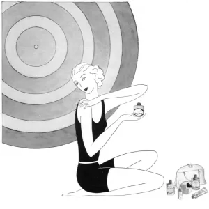 Illustration Art déco de femmes en train de bronzer, années 1920. Illustration Art déco de femmes en train de bronzer, années 1920.