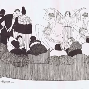 Art deco sketch of Isadora Duncan and her pupils, Paris, 192