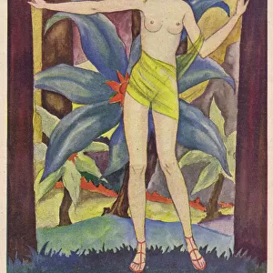 Art deco sketch of a woman in Spring, 1924