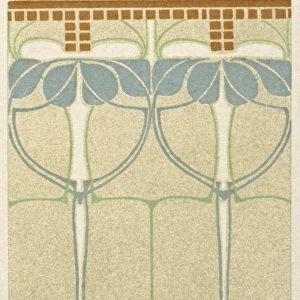Art nouveau design with blue leaves