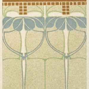 Art nouveau design with blue leaves