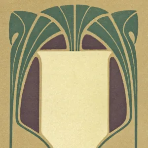 Art nouveau design with green leaves