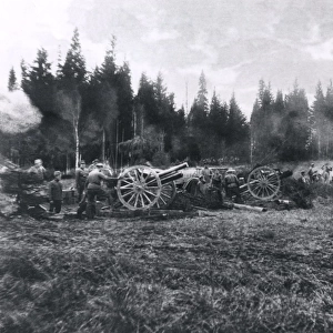 Artillery in action, Russian Front, WW1