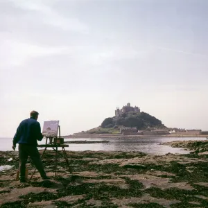 Artist at work, St Michaels Mount, Cornwall