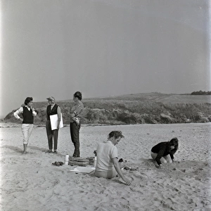 Artists on the beach at St Ives, Cornwall