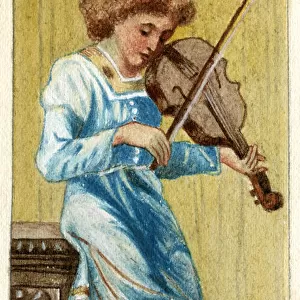 Artwork by Florence Auerbach, boy playing violin