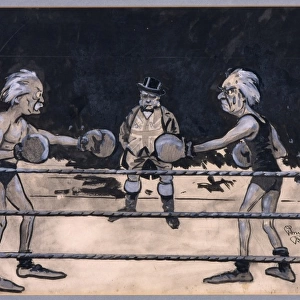 Asquith & Lloyd George in the boxing ring by Bairnsfather