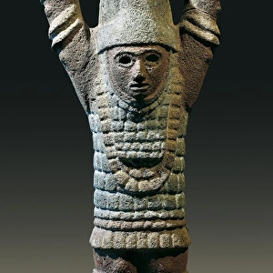 Atlantis or warrior with arms raised. Polychrome