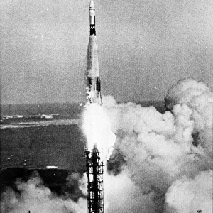 An Atlas-Agena rocket is launched from Cape Kennedy