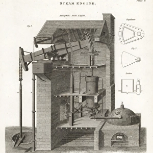 Atmospheric steam engine, elevation, 19th century