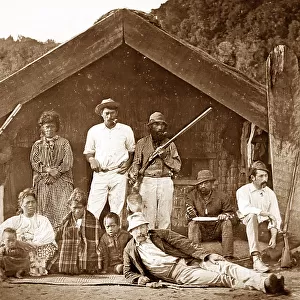 Australian settlers, Victorian period, hand coloured photo