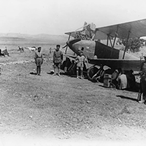 Australian troops guarding captured plane, Janin, WW1