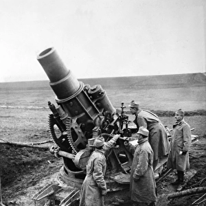Austrian howitzer at Siemakowce, Galicia, WW1