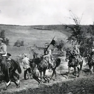 Austrian troops advancing through Serbia, WW1