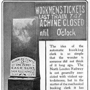 Automatic train ticket machine, 1904