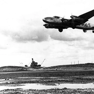 Avro Lancastrian G-AGLS Nelson takes off from Heathrow