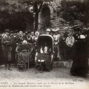 Awaiting Individual Blessing of a Bishop at Lourdes, France